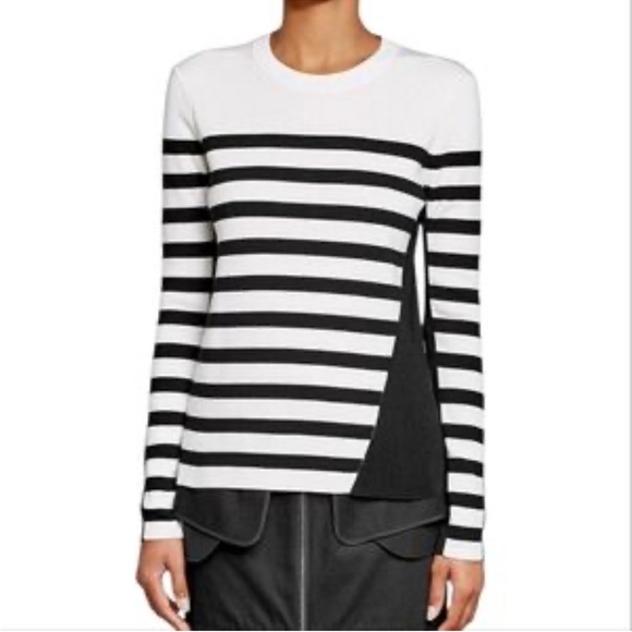 rag & bone Sweaters - Rag & Bone Cecilee Black/Ivory Merino Wool Blend Pullover Sweater Size XS